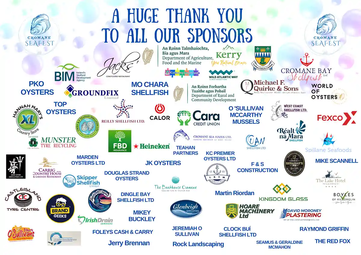 cromane seafest sponsors 2026 cromane seafest sponsors 2026